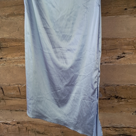 R. Vivimos Lavender Satin Asymmetric Midi Slip Dress Size Medium - Picture 3 of 7